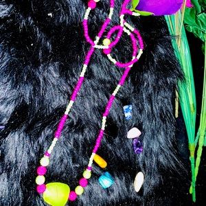 Hot pink and lime customized one of a kind waist beads. Made by Luna V